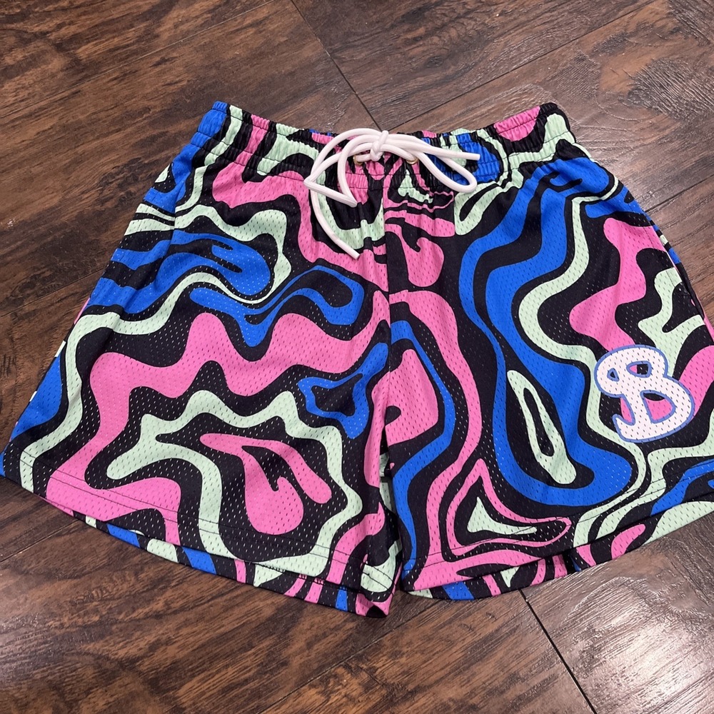 BKTSQD Mesh Basketball Shorts Men's Sz Medium Made USA Drawstring EUC